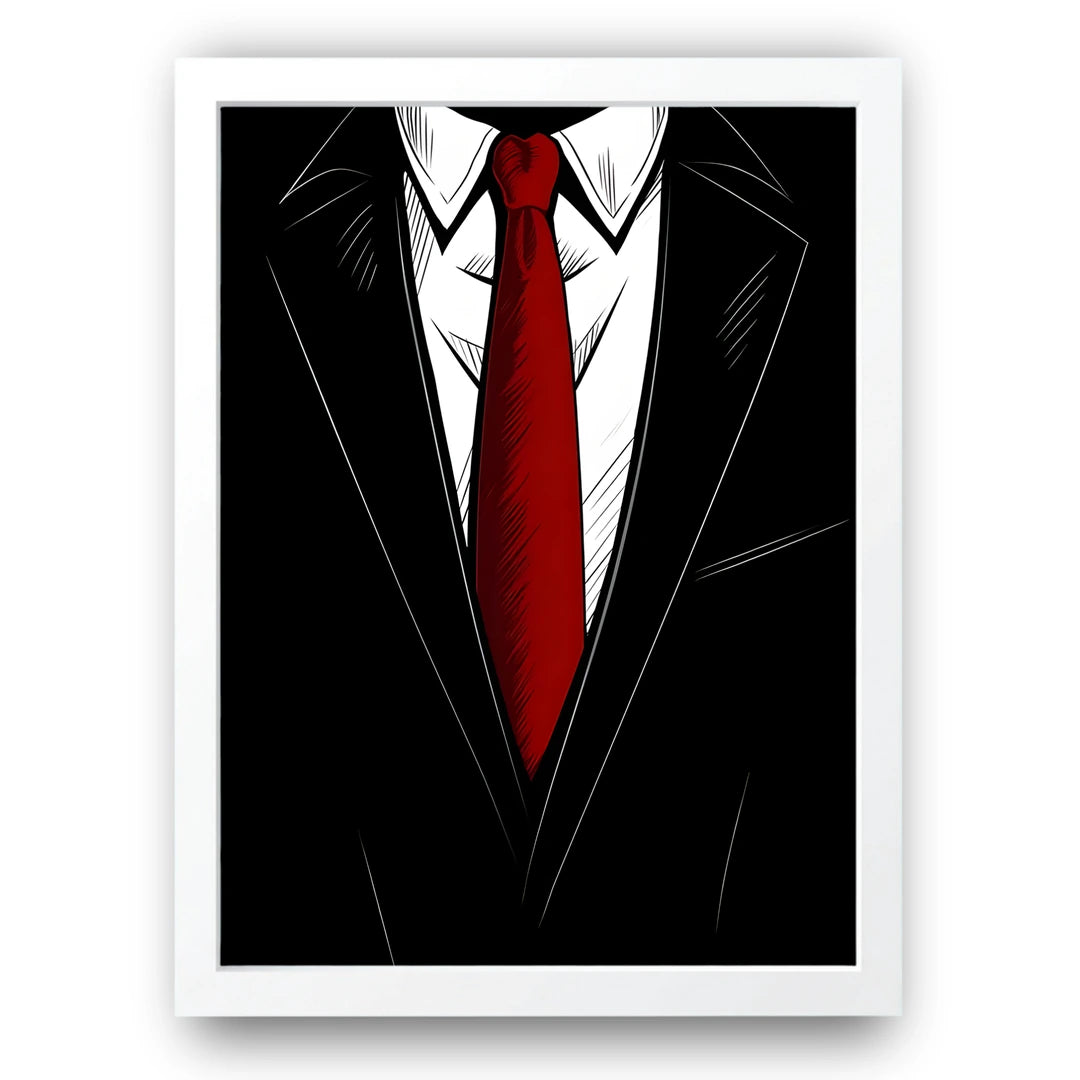 Red Tie art poster in white frame