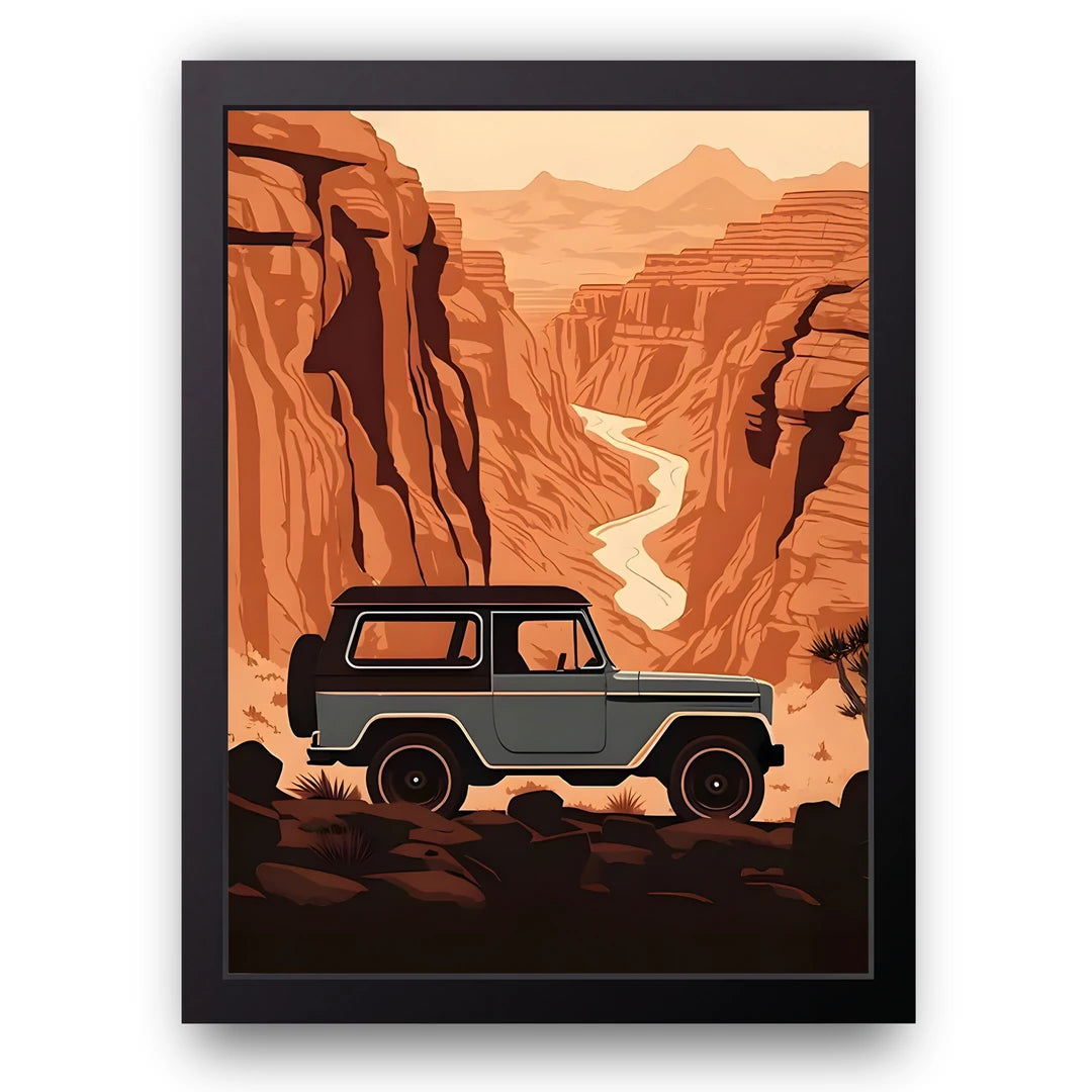 Canyon Drive travel poster in black frame