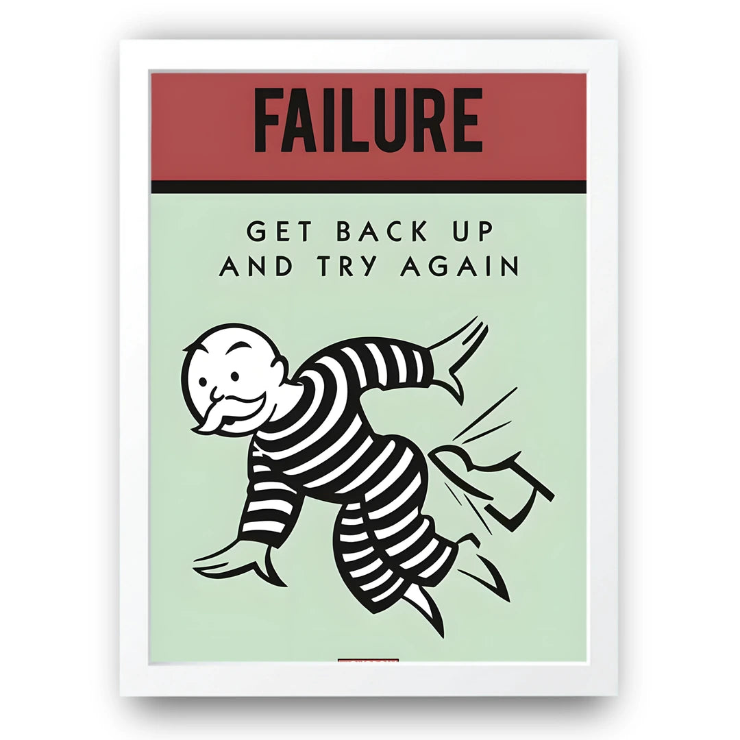 Get Back Up quote poster in white frame