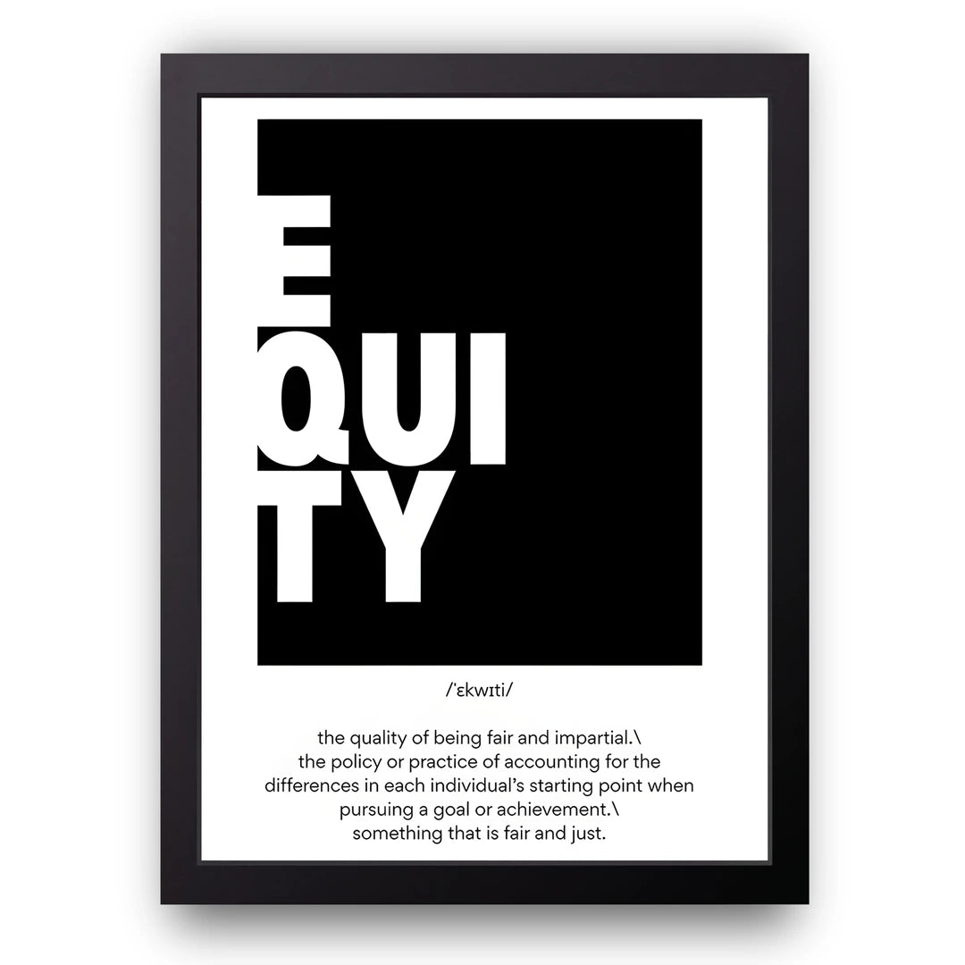 Equity quote poster in black frame