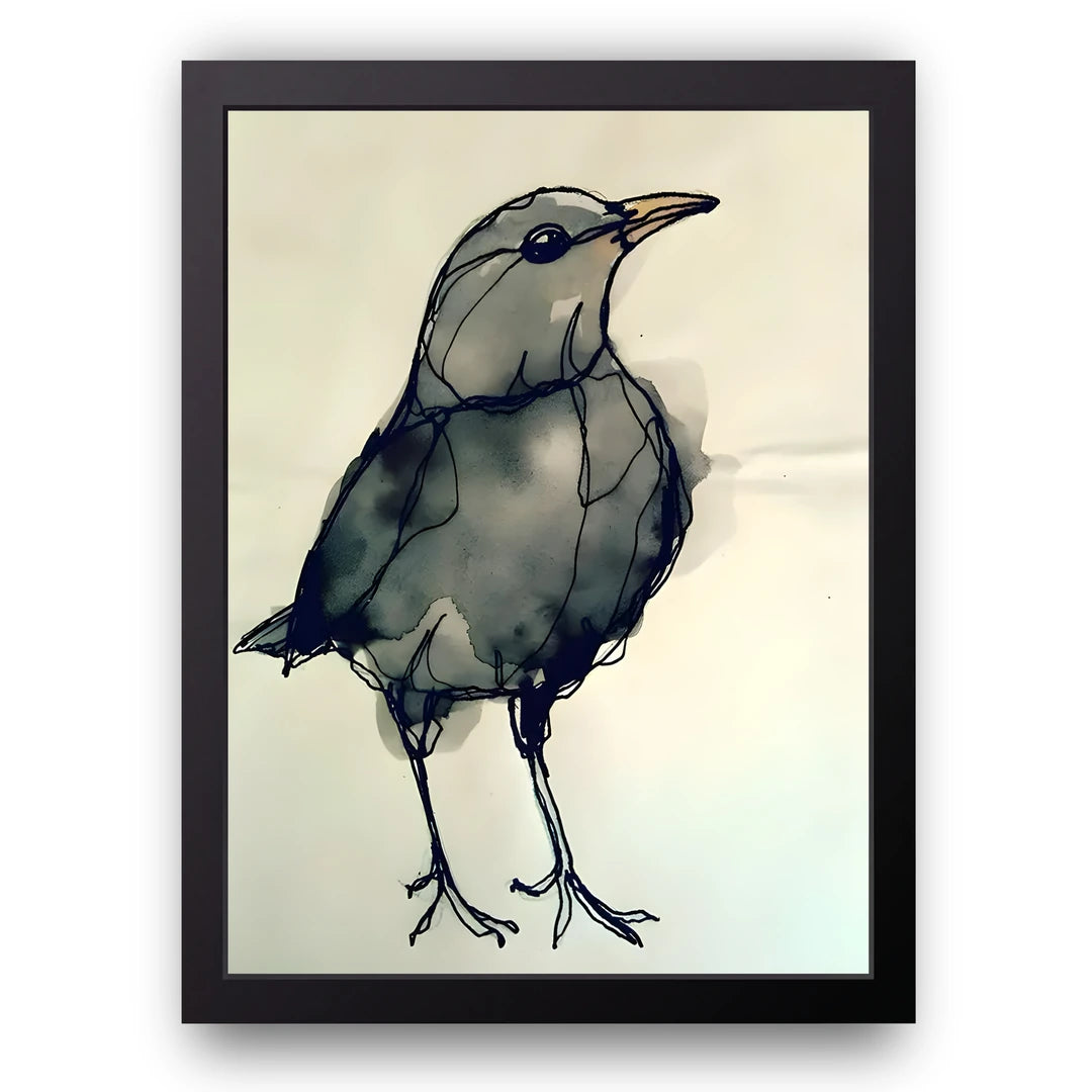 Ink Bird animal poster in black frame
