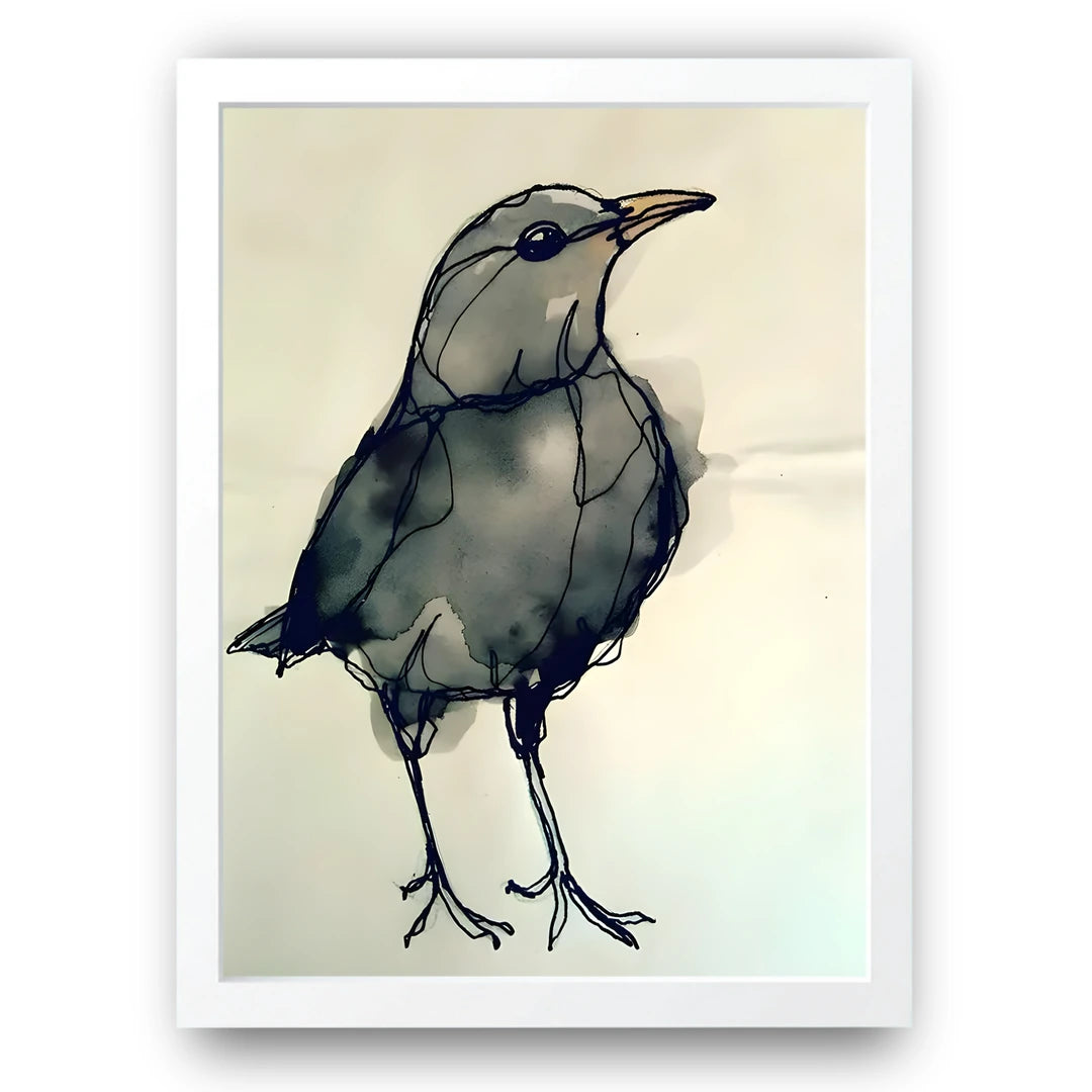 Ink Bird animal poster in white frame
