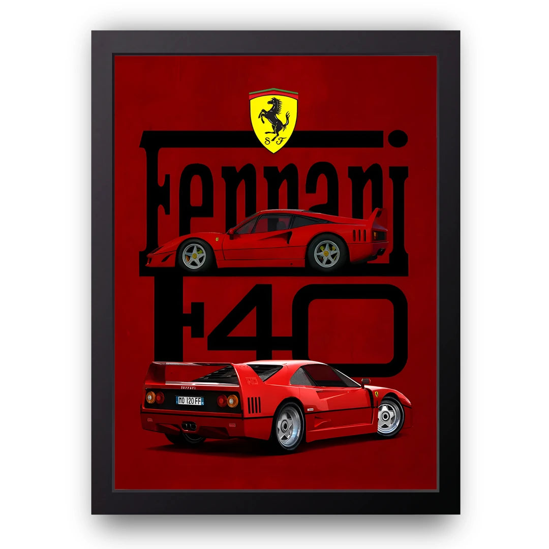 F40 Red car poster in black frame