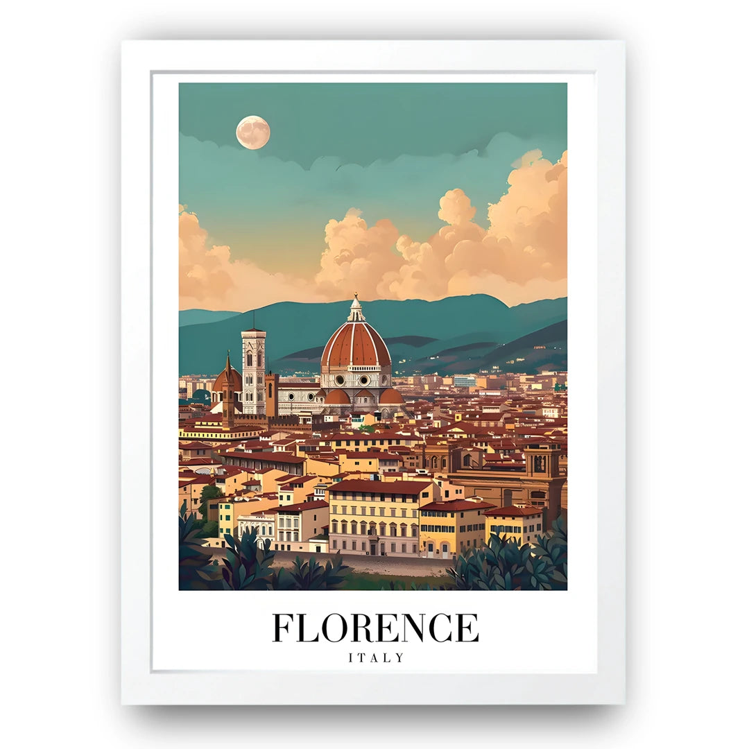 Florence travel poster in white frame