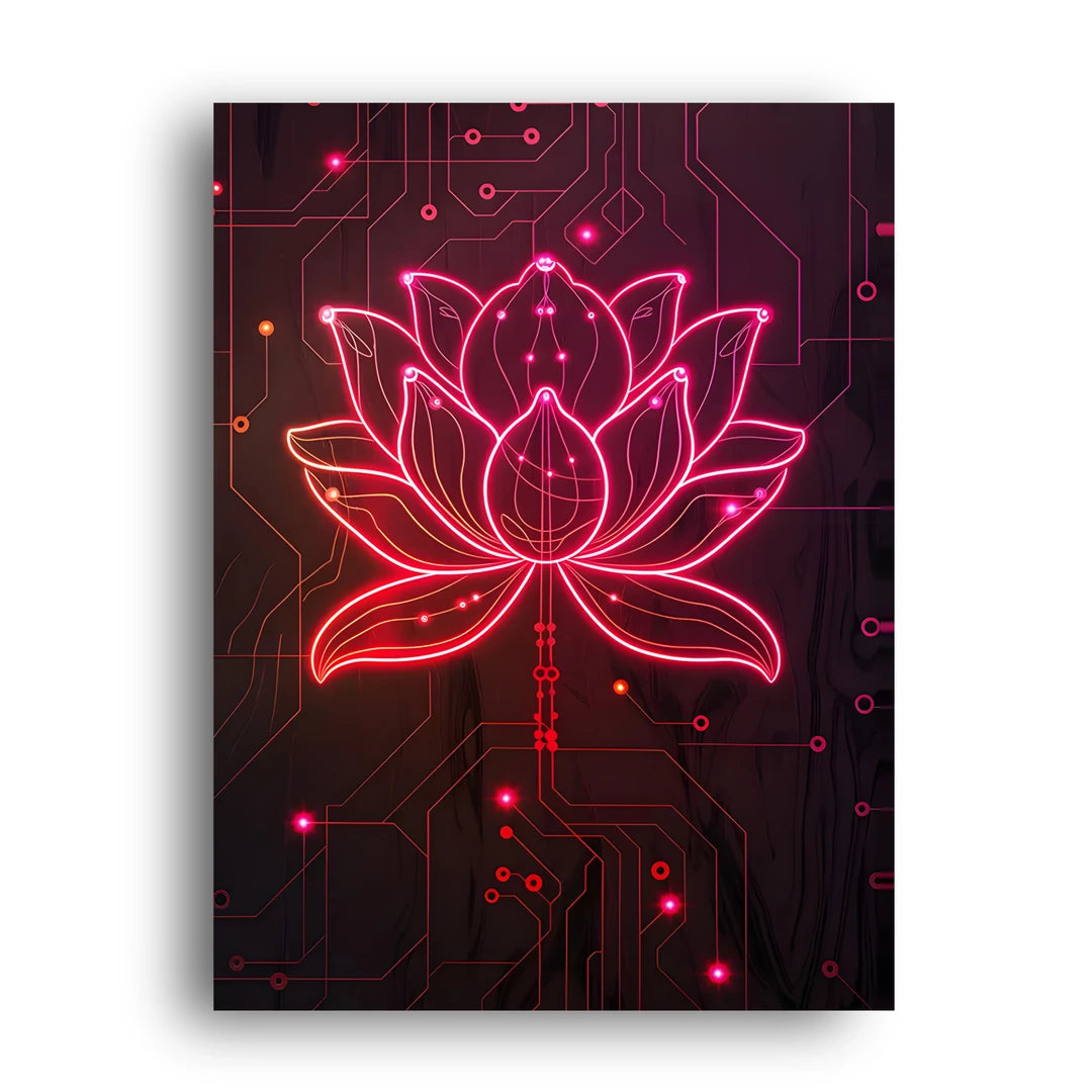 Neon Lotus art poster unframed 350gsm paper