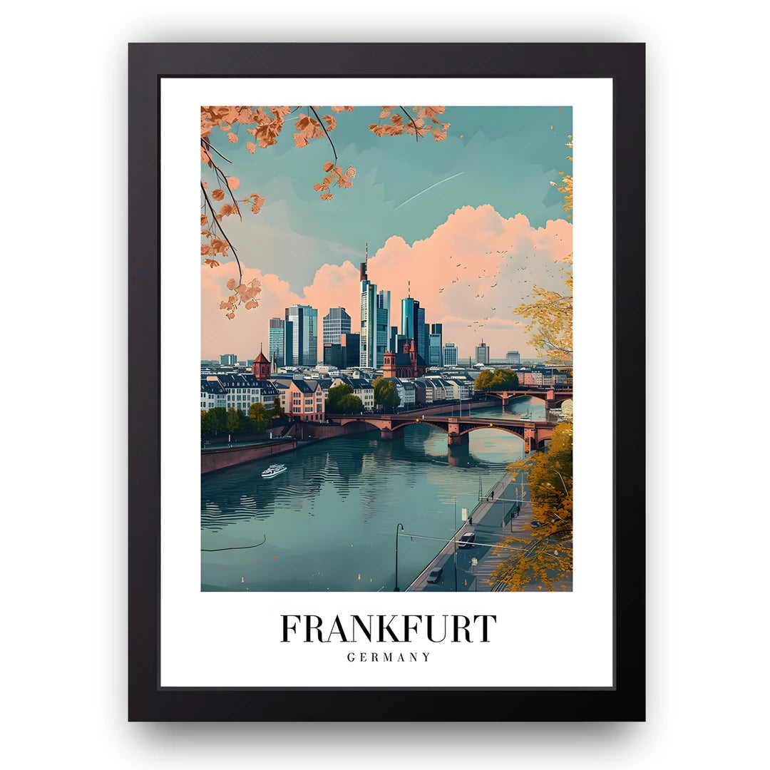Frankfurt travel poster in black frame