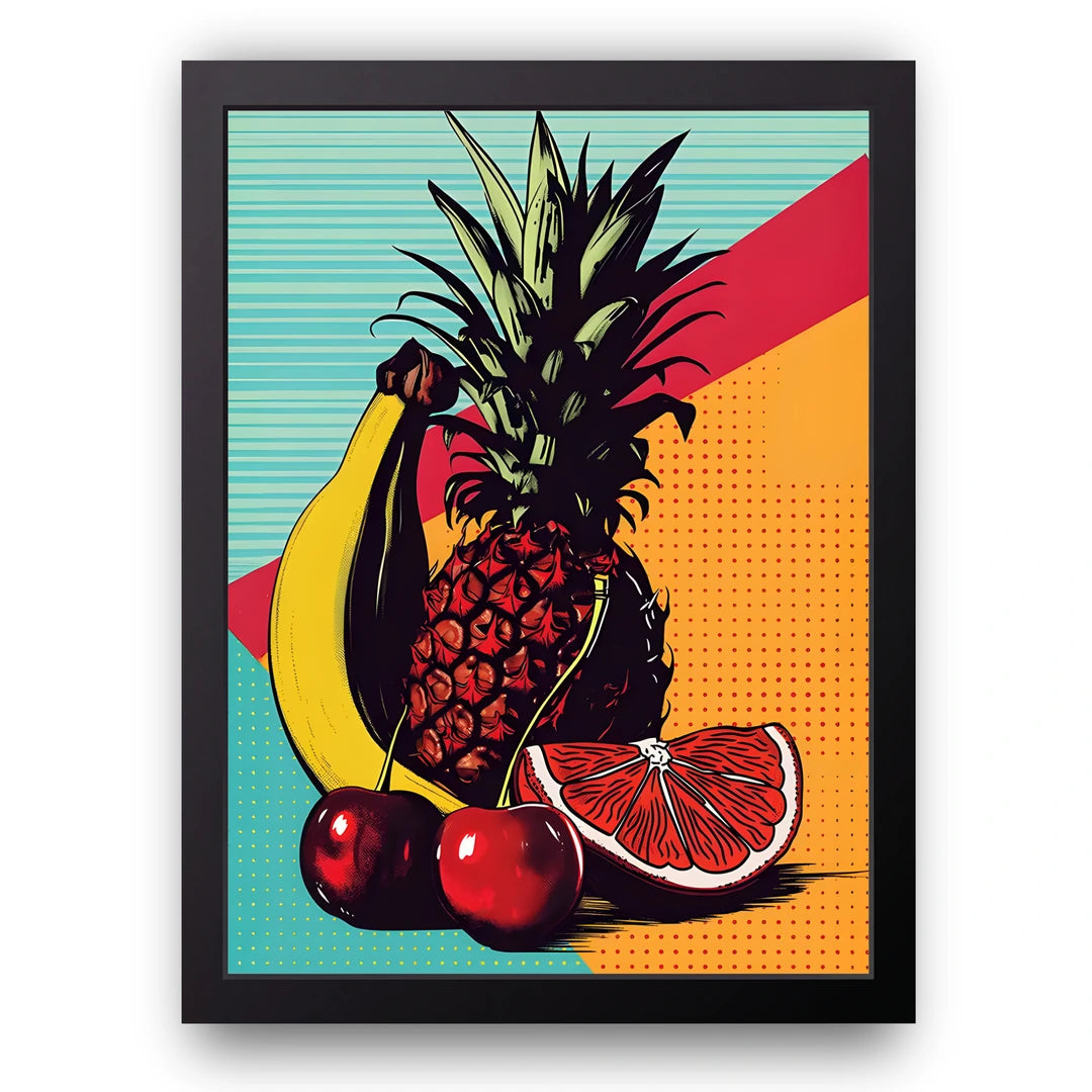 Pop Fruit art poster in black frame