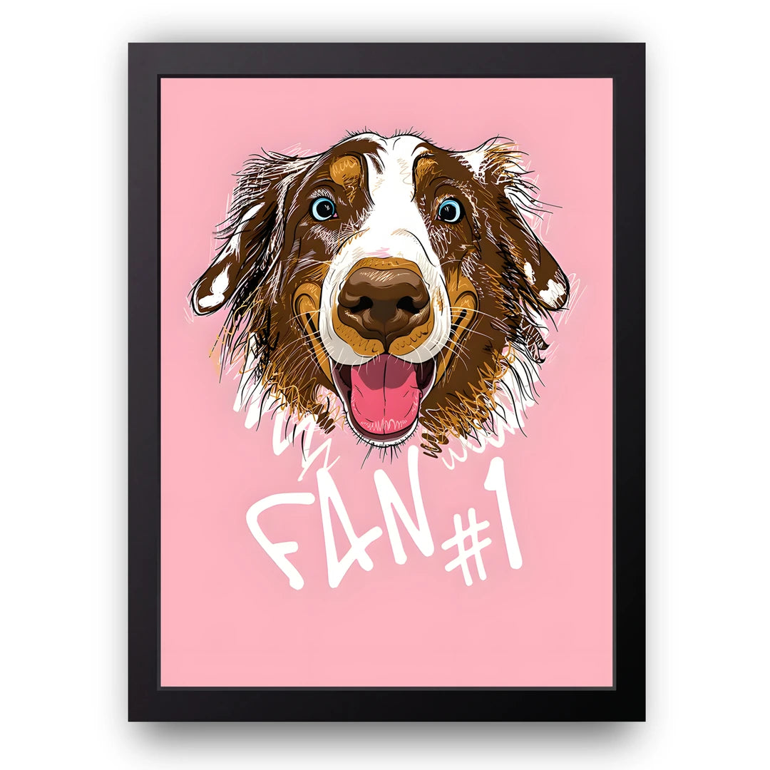 Fan Number One Dog animal poster in black frame