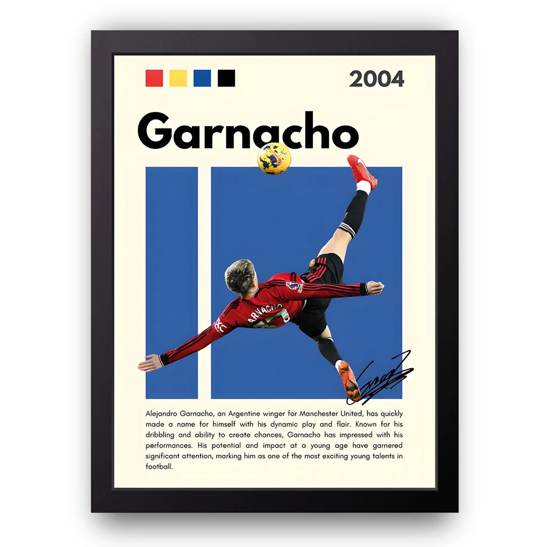 Garnacho football legend poster in black frame