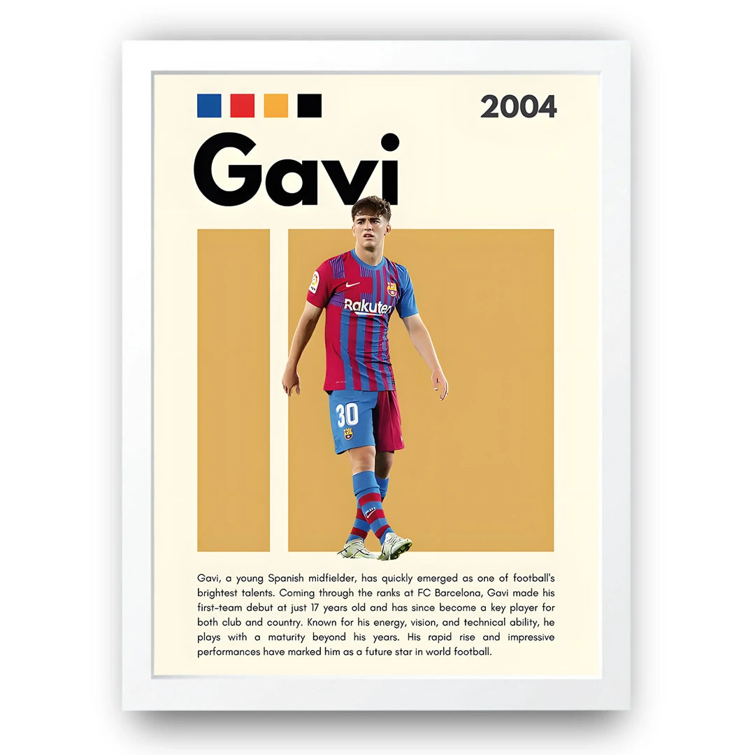Gavi football legend poster in white frame