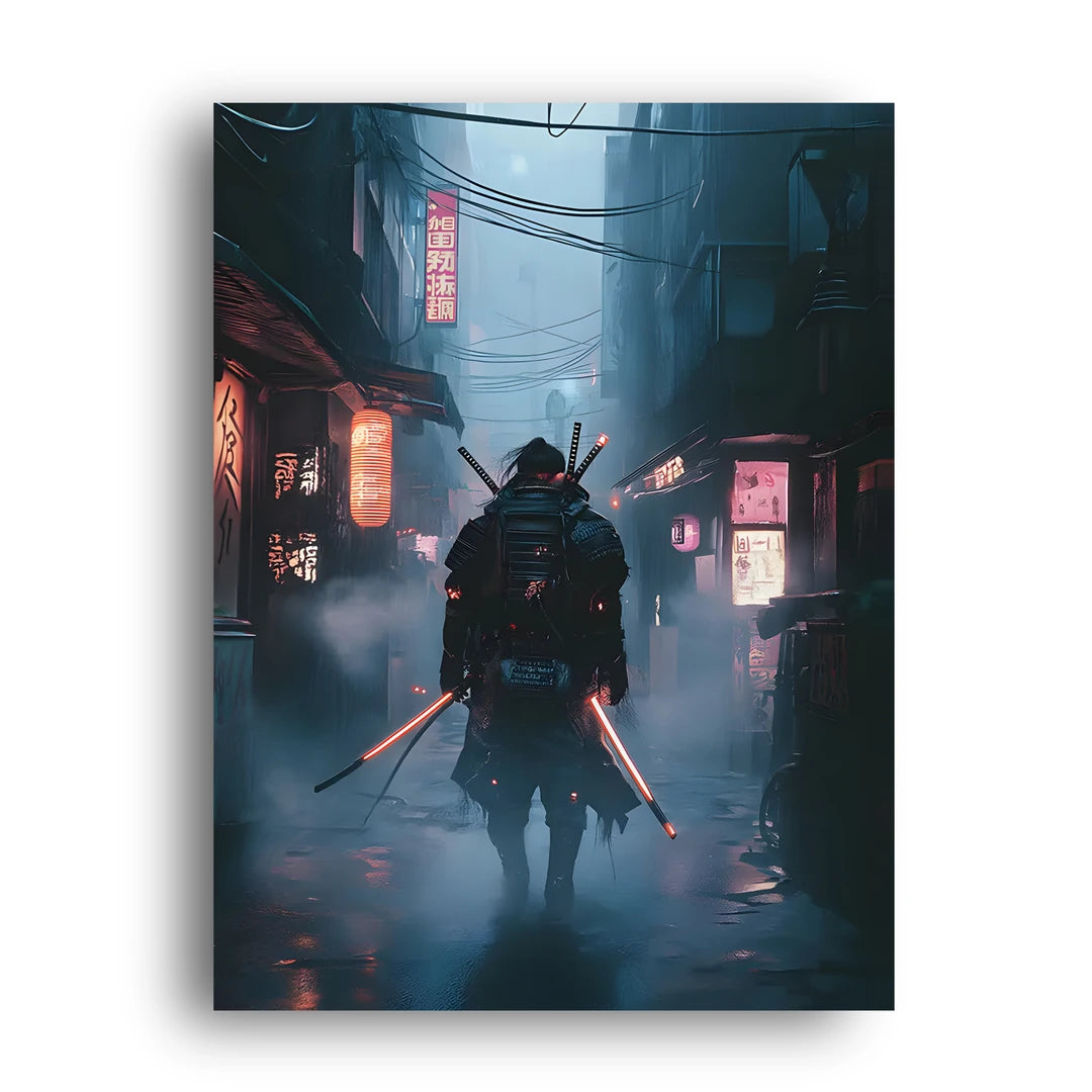 Cyber Samurai Alley art poster unframed 350gsm paper