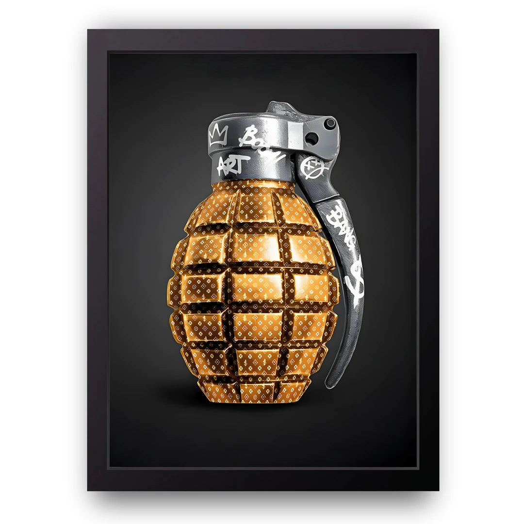 Monogram Grenade art poster in black frame
