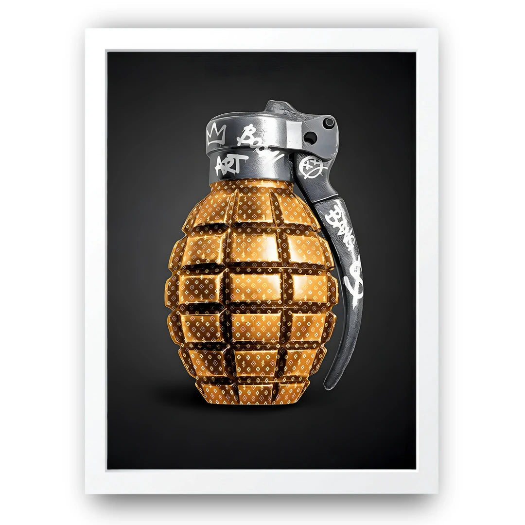 Monogram Grenade art poster in white frame