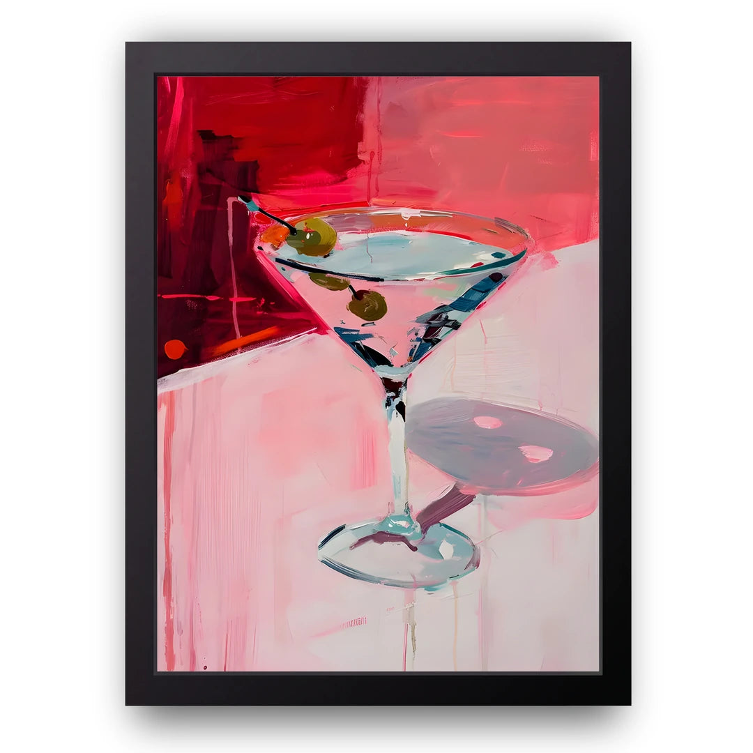 Martini Pink art poster in black frame