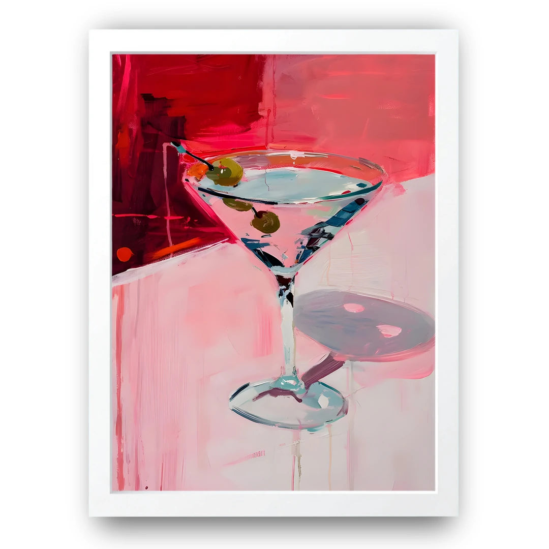 Martini Pink art poster in white frame
