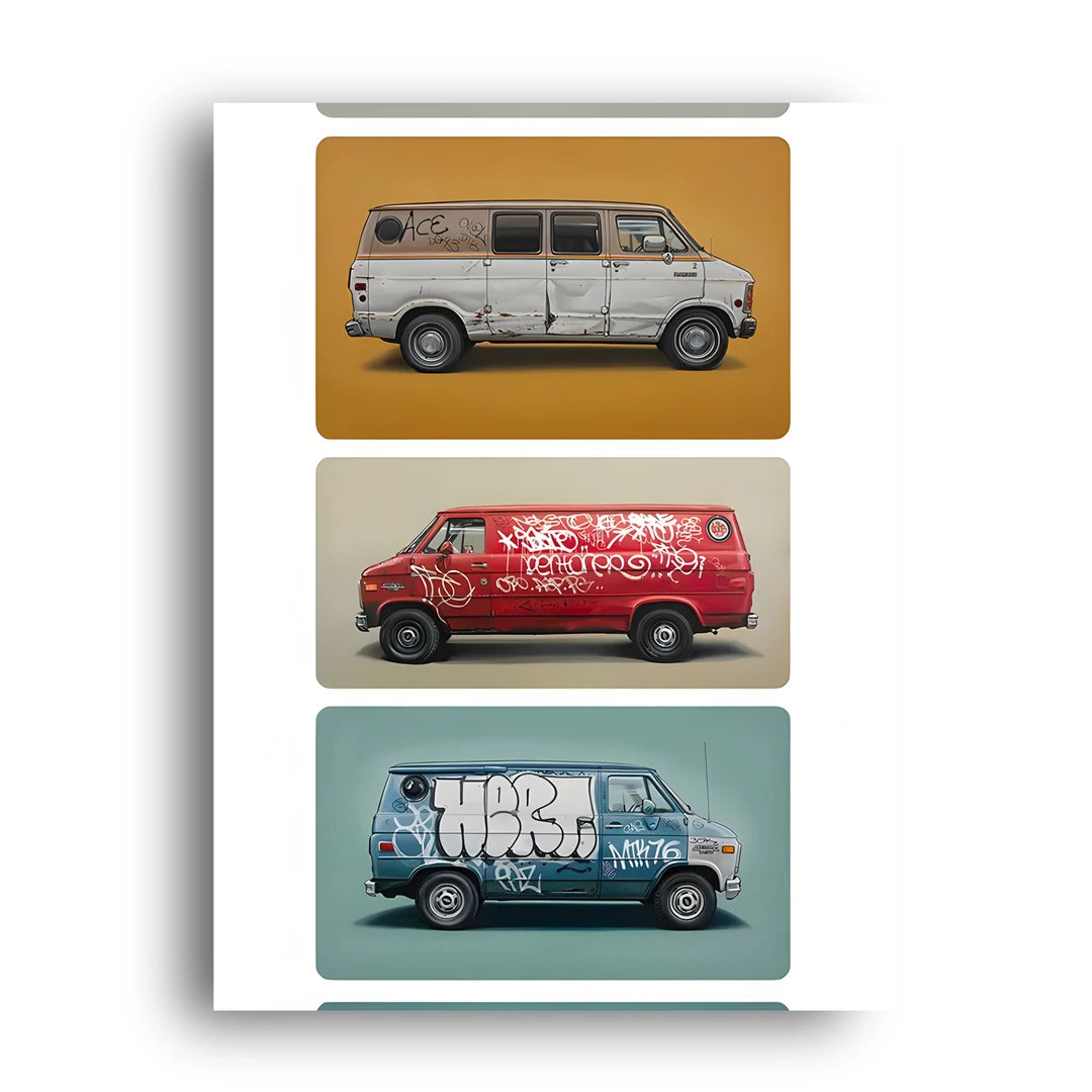 Graffiti Vans car poster unframed 350gsm paper