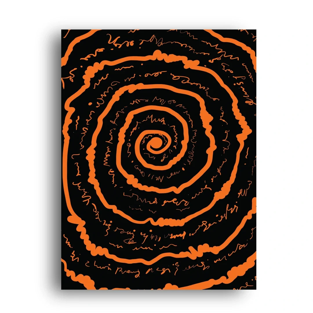 Orange spiral abstract poster unframed 350gsm paper