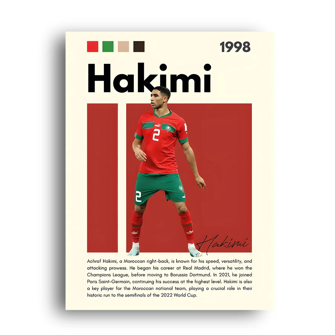 Hakimi football legend poster unframed 350gsm paper