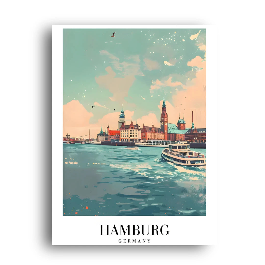 Hamburg travel poster unframed 350gsm paper