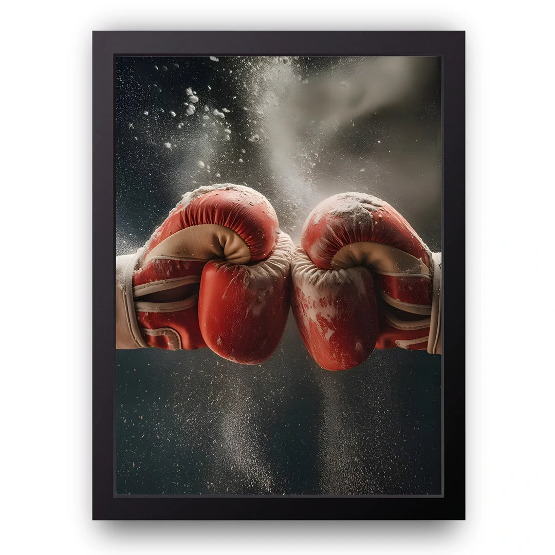 Gloves In Dust sport poster in black frame