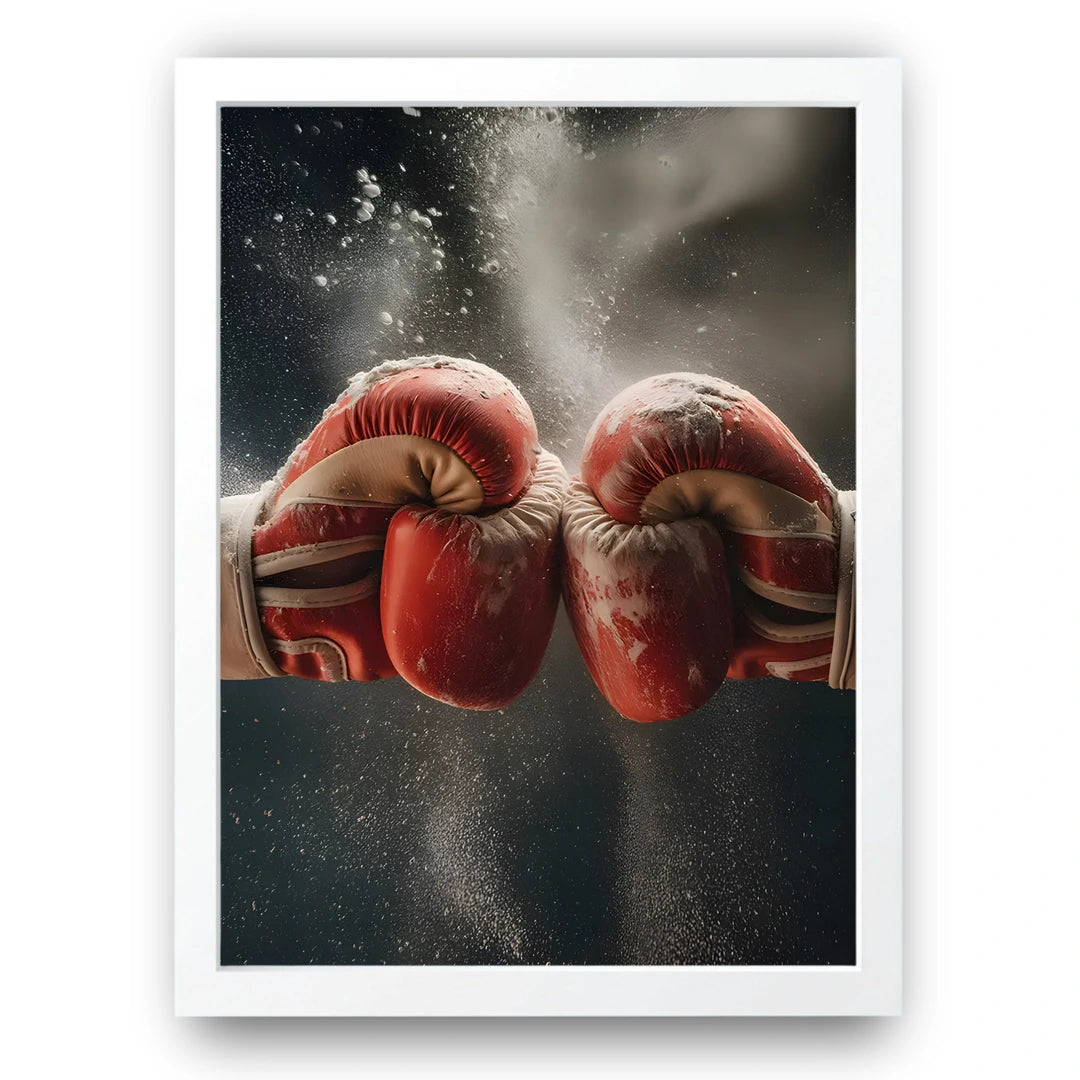 Gloves In Dust sport poster in white frame