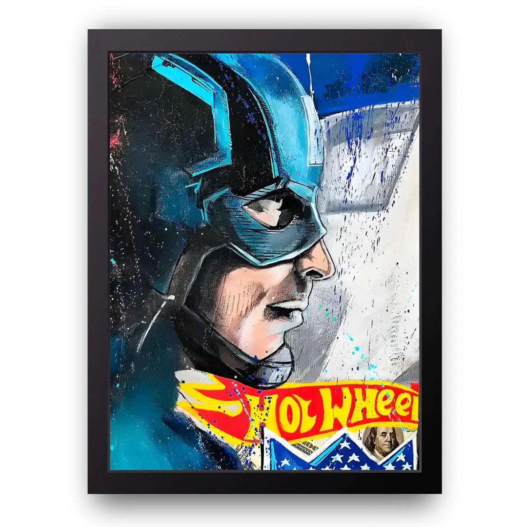 Racer Helmet Pop art poster in black frame