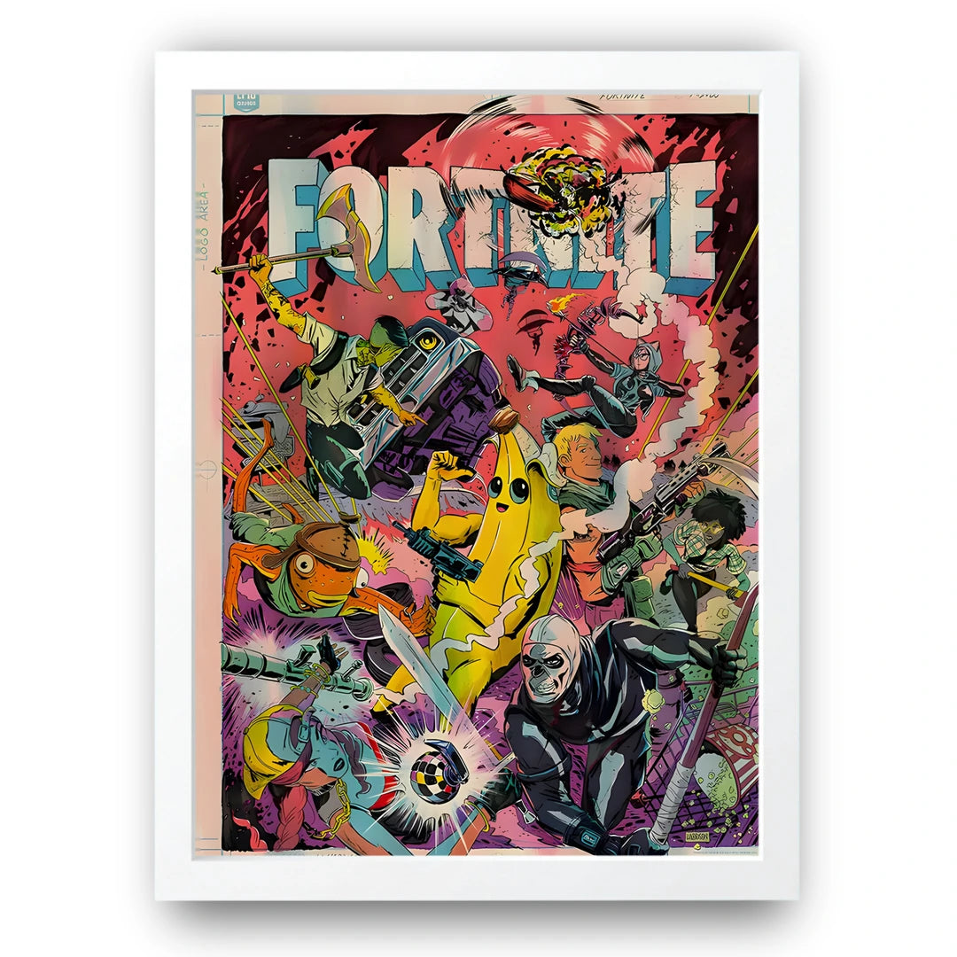 Battle Royale Chaos art poster in white frame