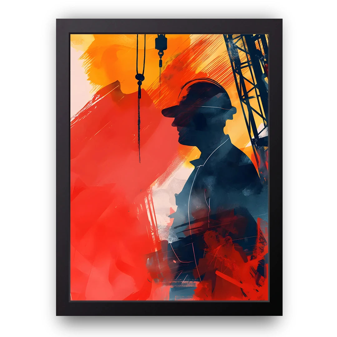 Site Worker art poster in black frame