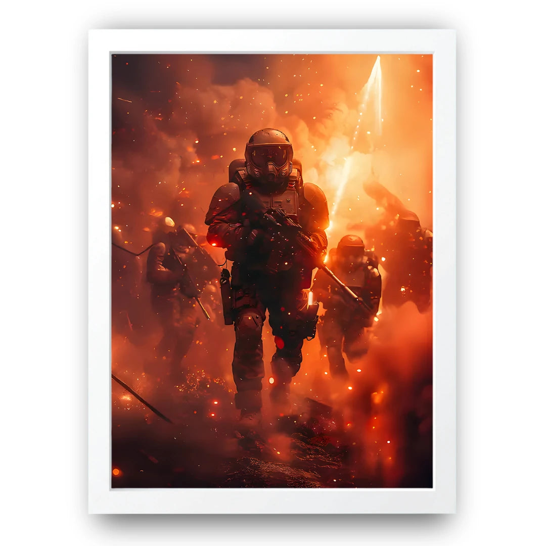 Through The Smoke art poster in white frame