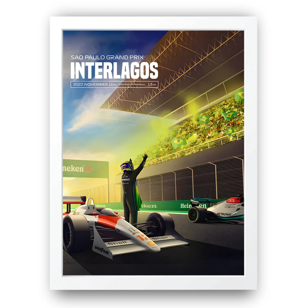 Interlagos sport poster in white frame