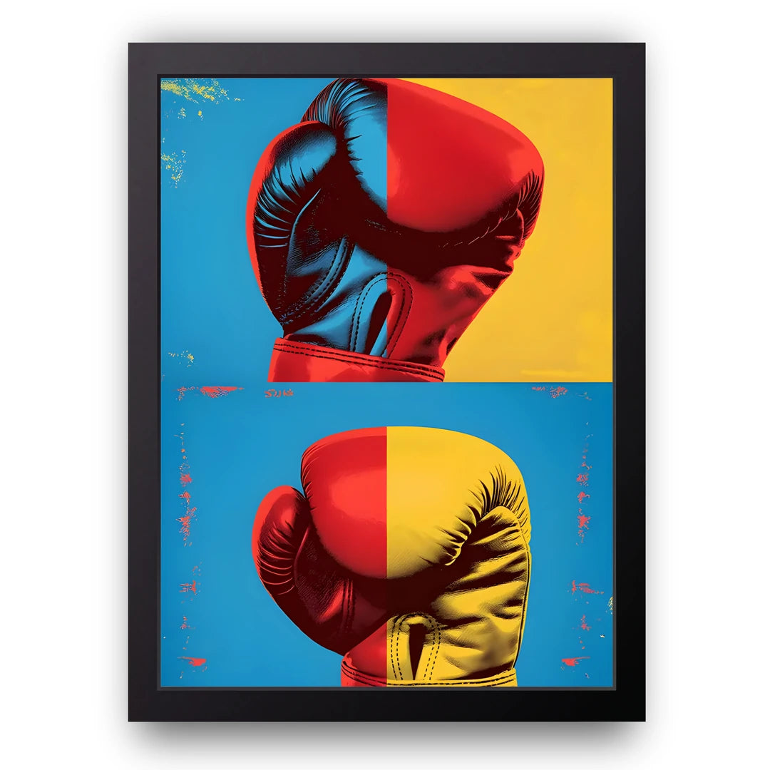 Pop Boxing Gloves sport poster in black frame