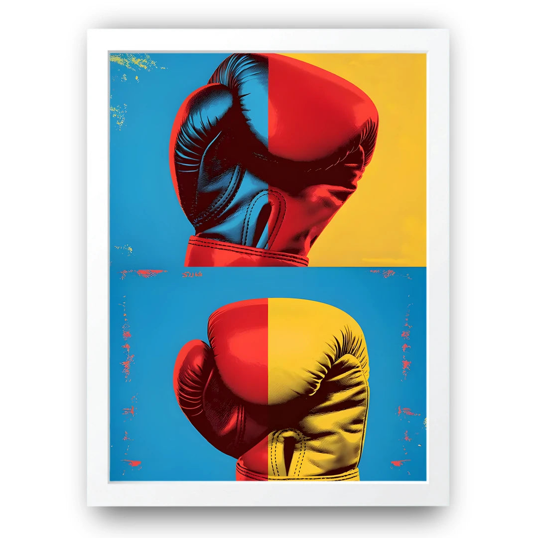 Pop Boxing Gloves sport poster in white frame