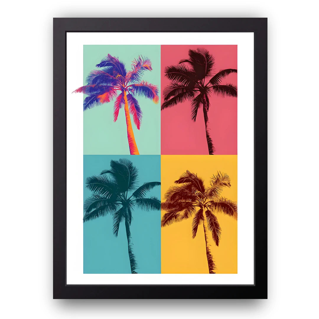 Pop Palms art poster in black frame