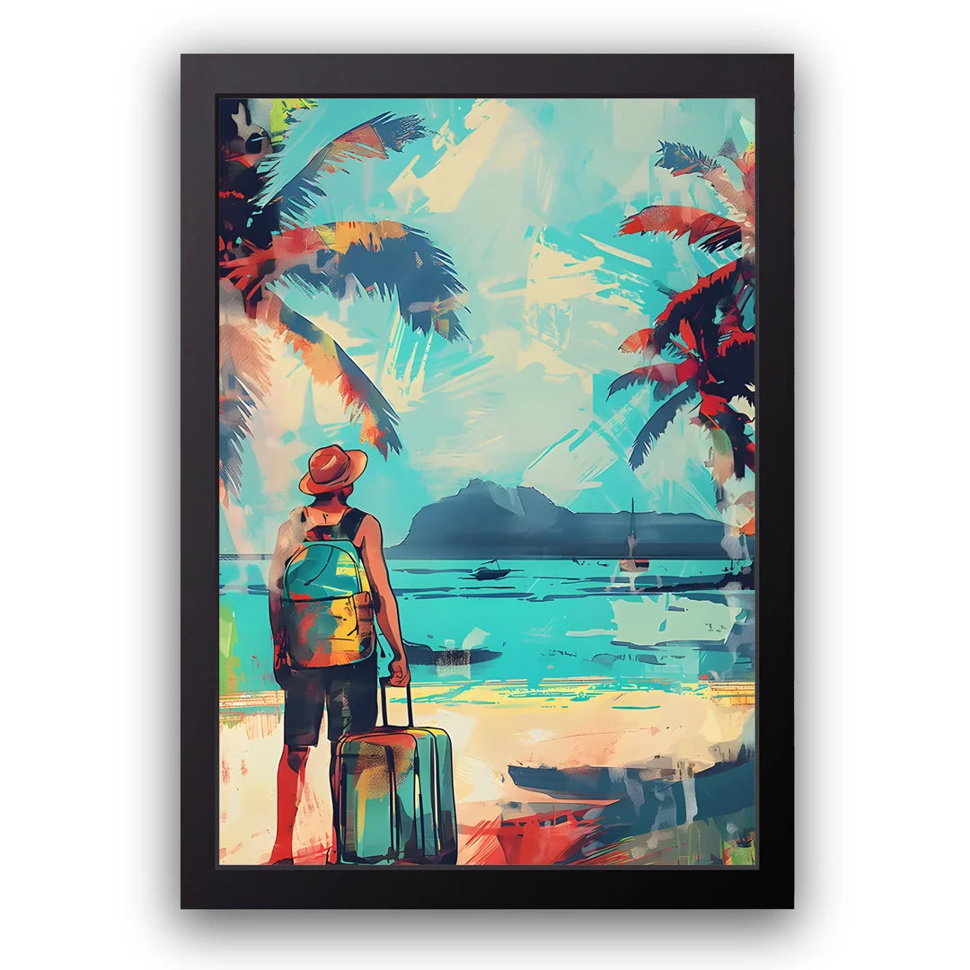 Beach Route travel poster in black frame