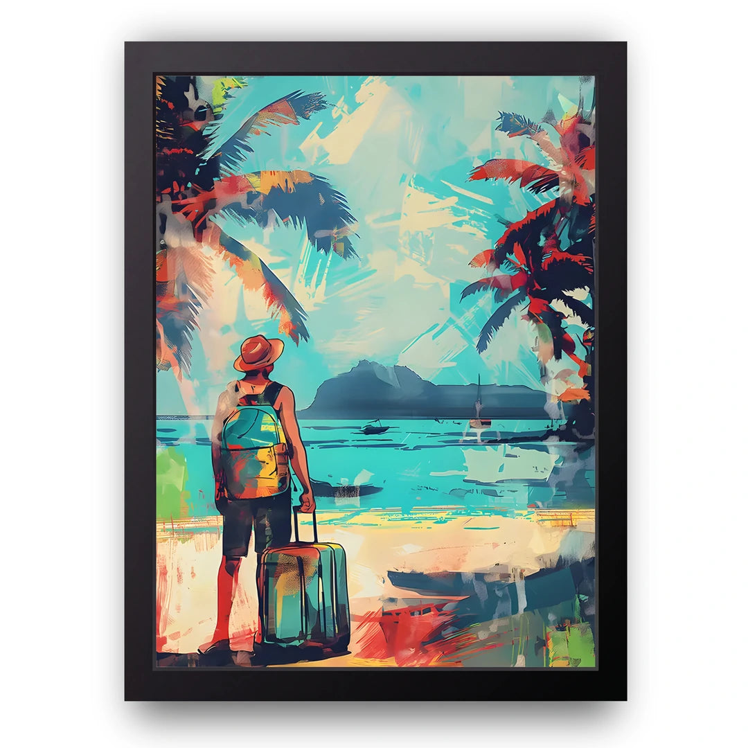 Beach Route travel poster in black frame