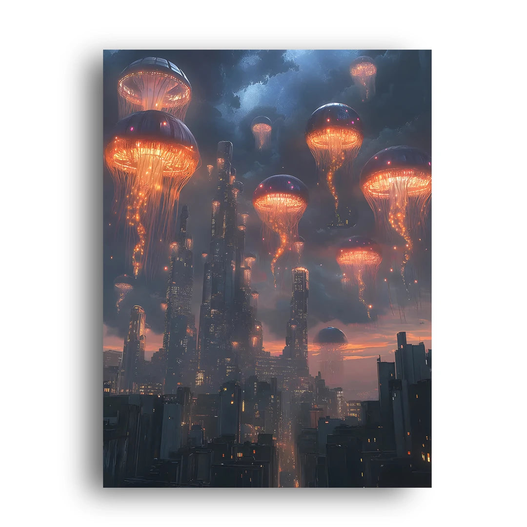 Jellyfish City art poster unframed 350gsm paper