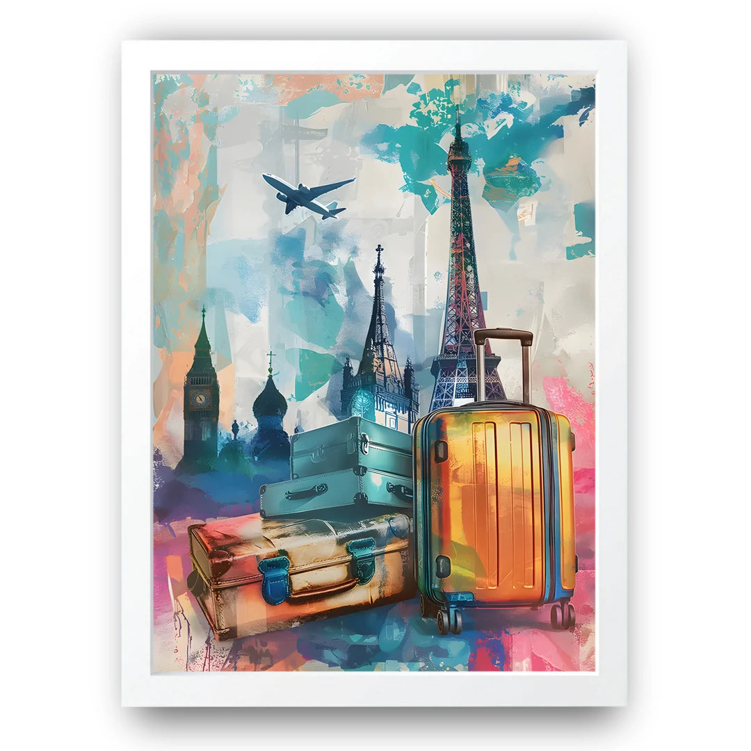 Travel Collage travel poster in white frame