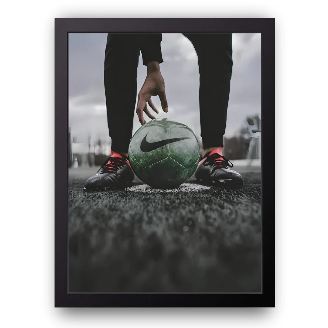 Kick Off sport poster in black frame