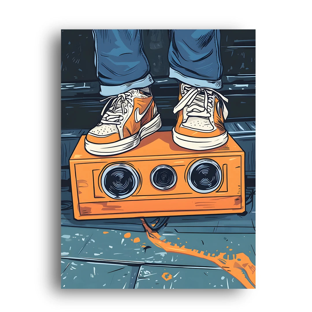 Sneakers On Boombox art poster unframed 350gsm paper