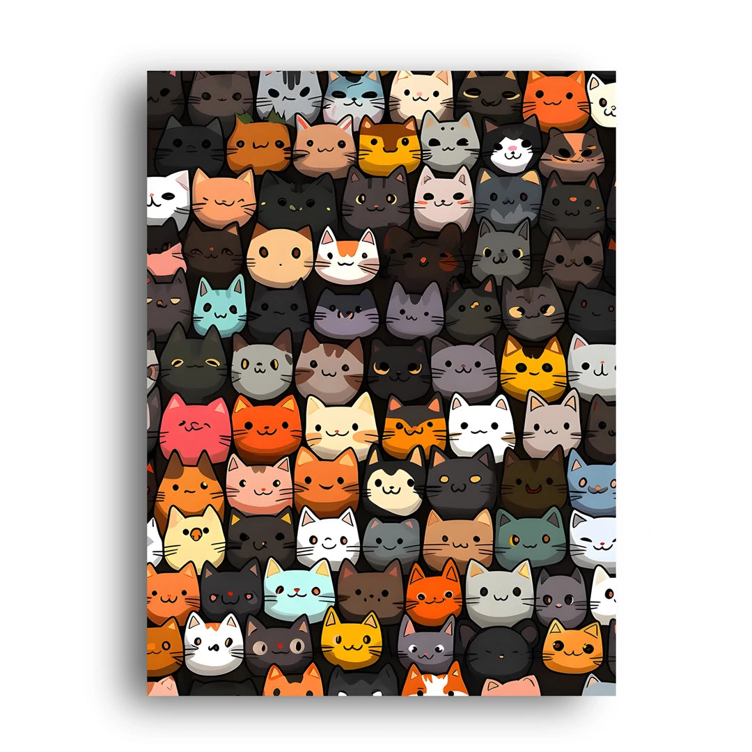 Cat Faces animal poster unframed 350gsm paper