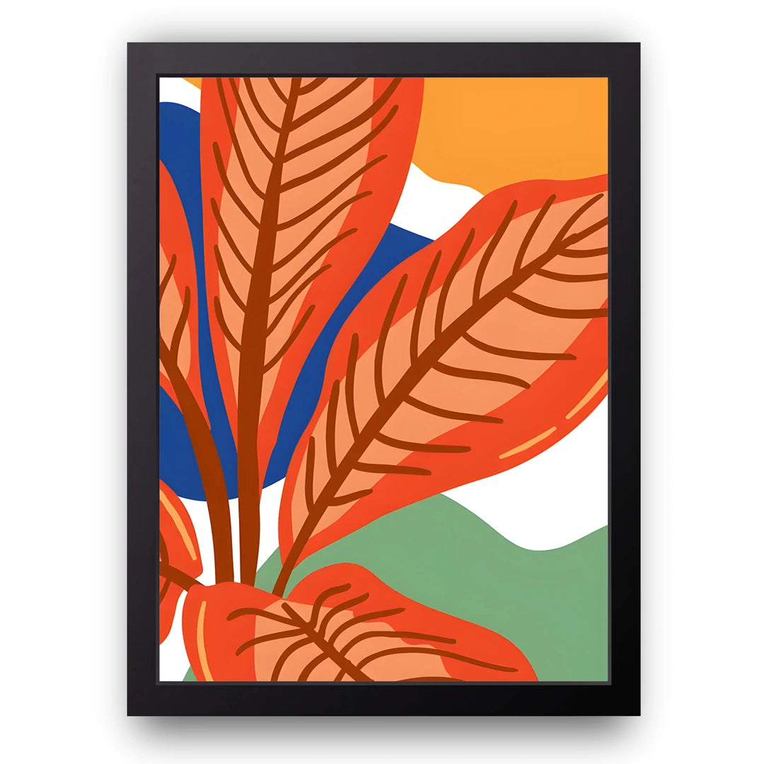 Tropical Leaves art poster in black frame