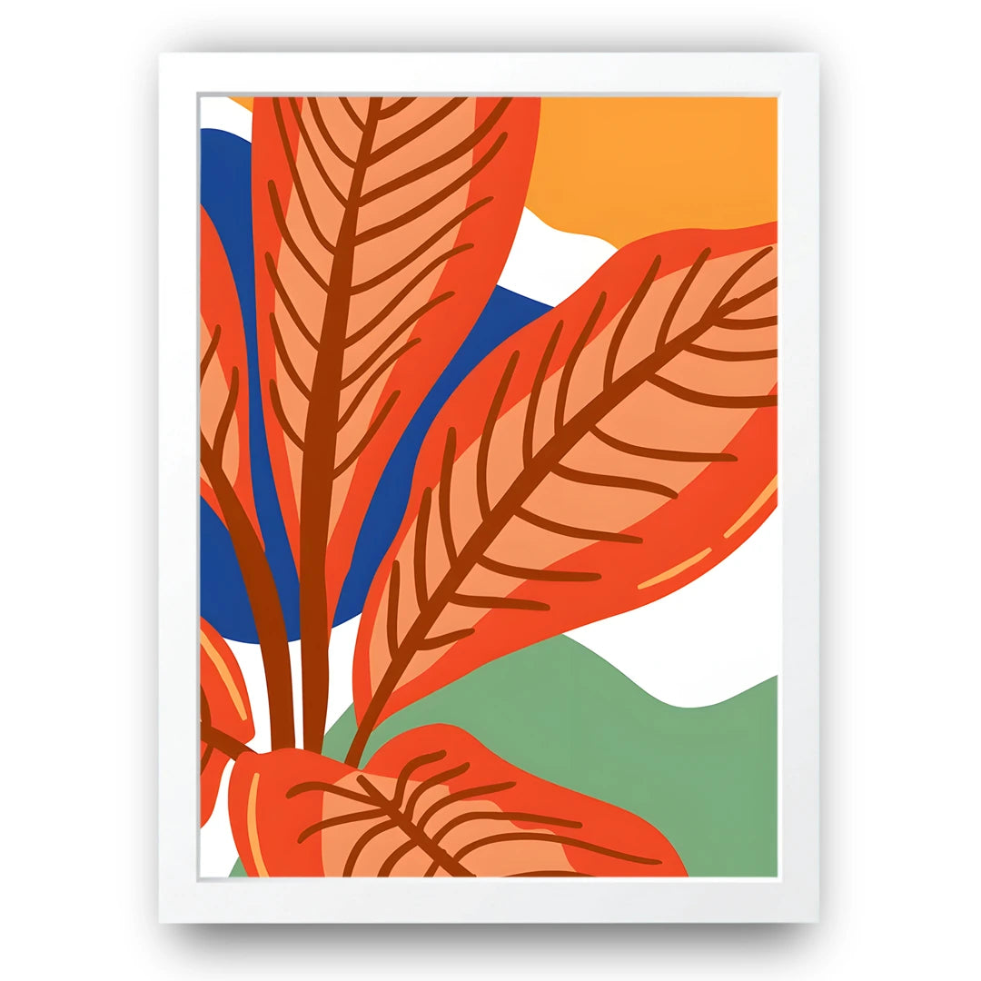 Tropical Leaves art poster in white frame