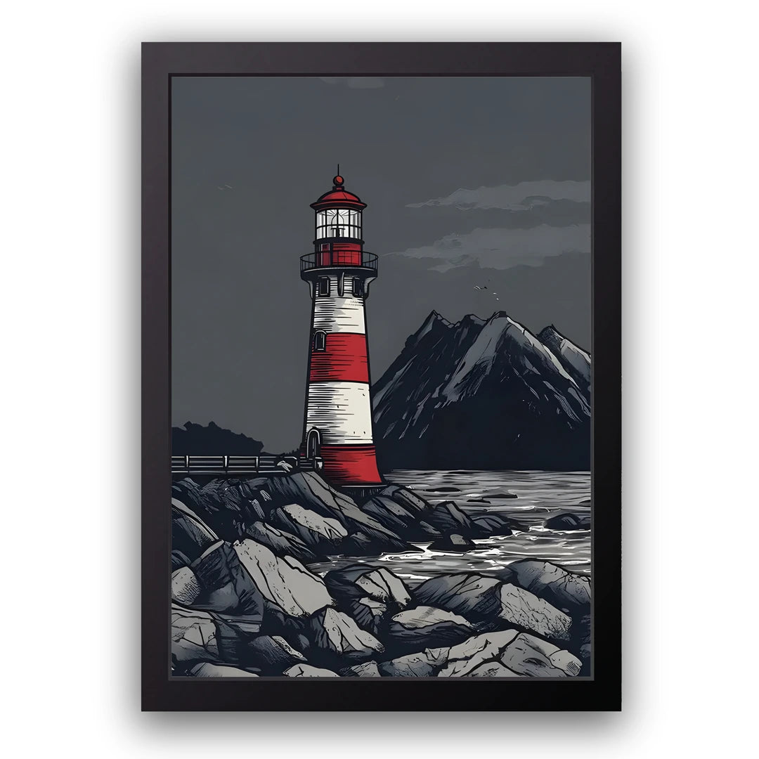 Beacon Of Solitude art poster in black frame