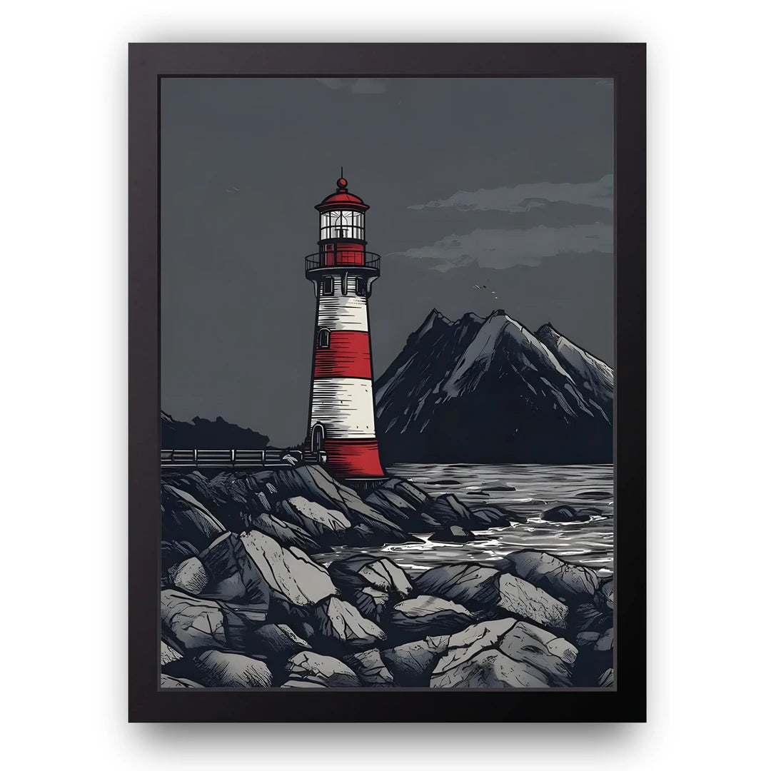 Beacon Of Solitude art poster in black frame
