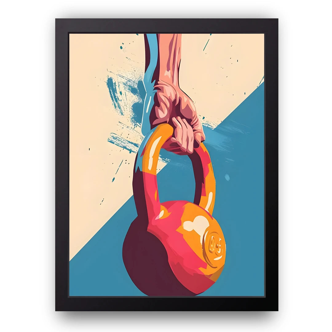 Kettlebell Grip sport poster in black frame
