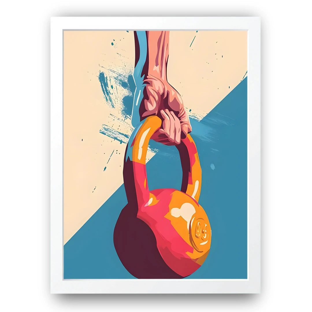 Kettlebell Grip sport poster in white frame