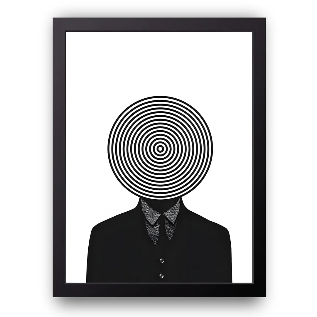 Spiral Head abstract poster in black frame