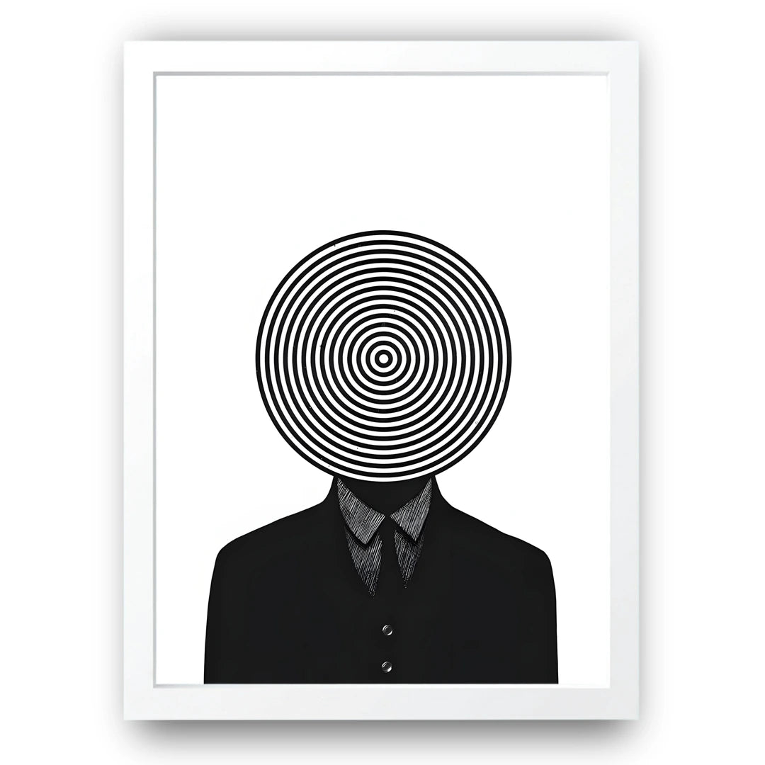 Spiral Head abstract poster in white frame