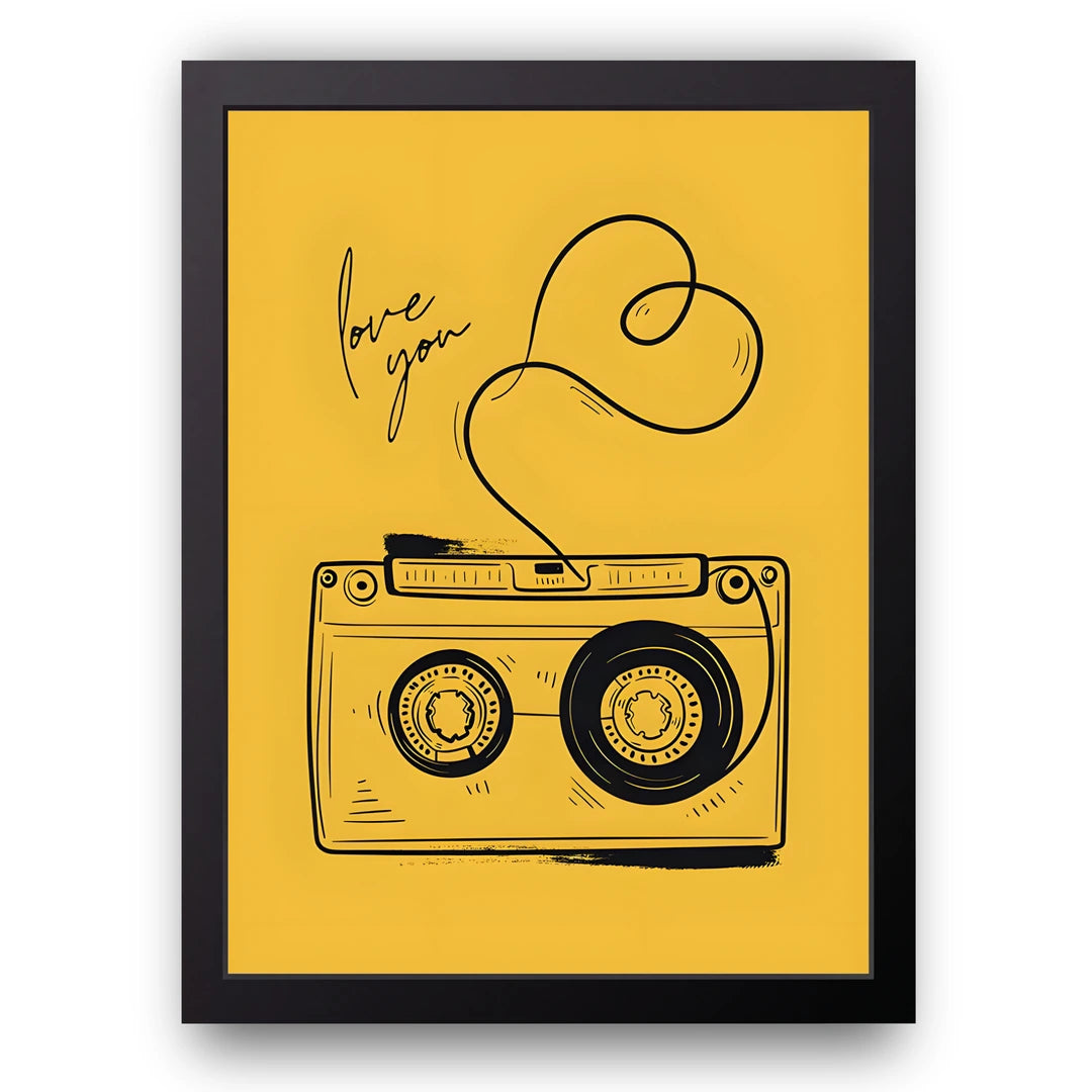 Love You Camera art poster in black frame