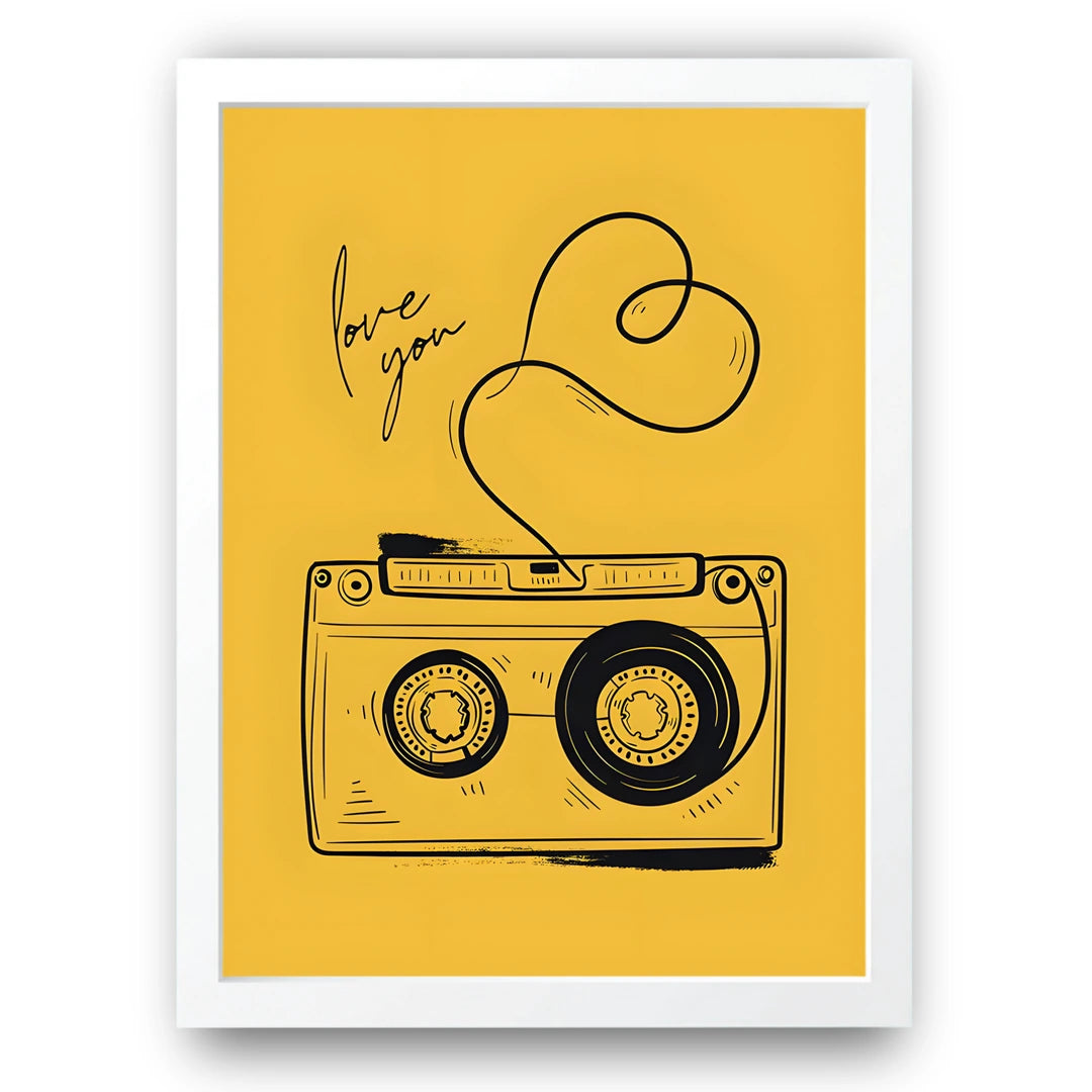Love You Camera art poster in white frame